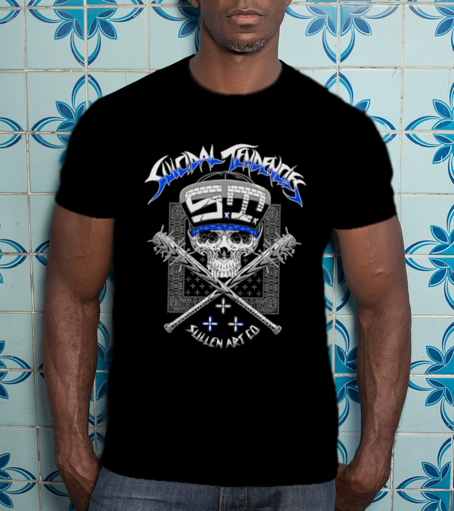 Suicidal Tendencies ST Skull Spiked Baseball Bats Sullen Art Co T-Shirt