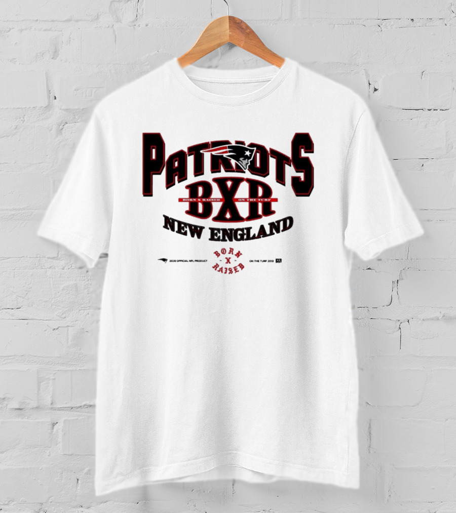 New England Patriots BXR Born X Raised Turf 2026 White T-Shirt
