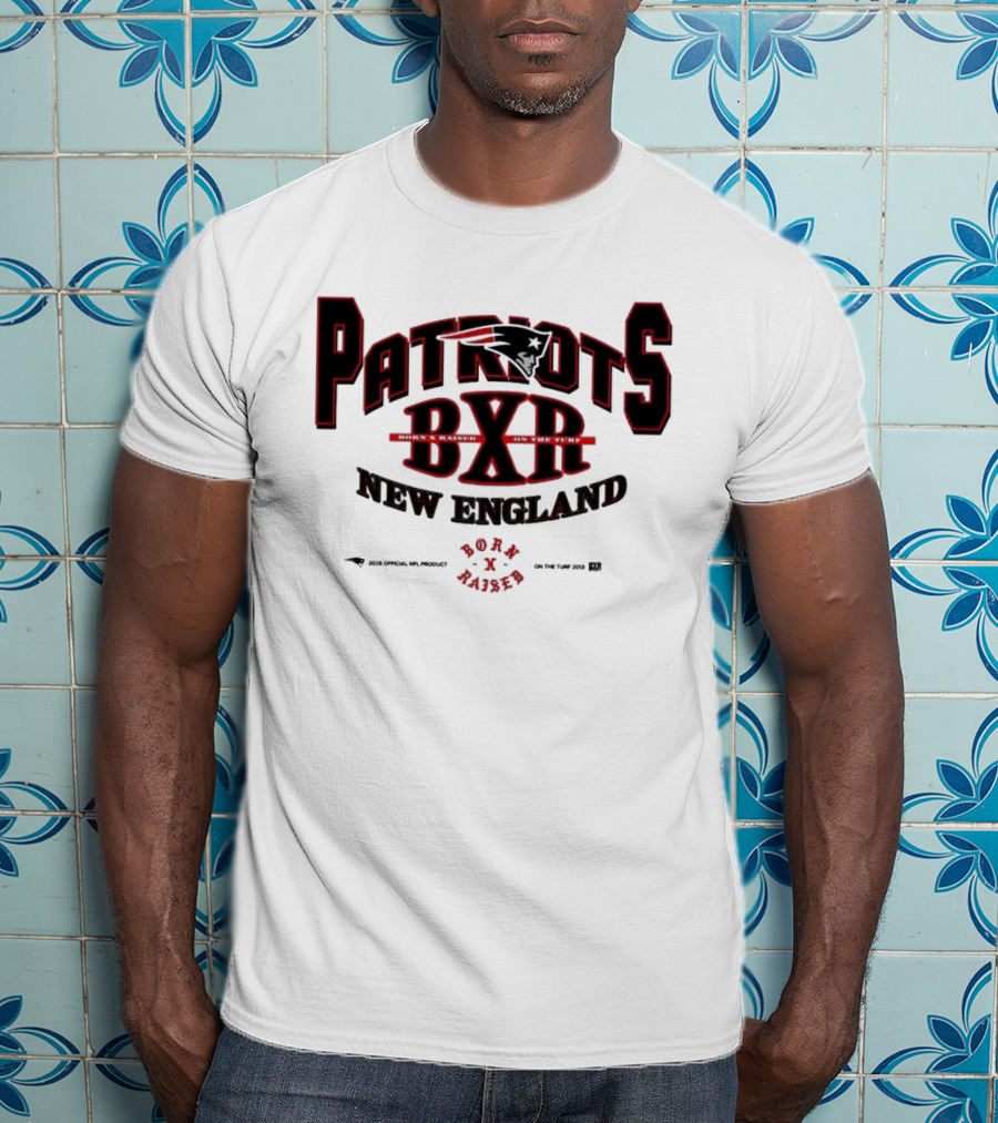New England Patriots BXR Born X Raised Turf 2026 White T-Shirt