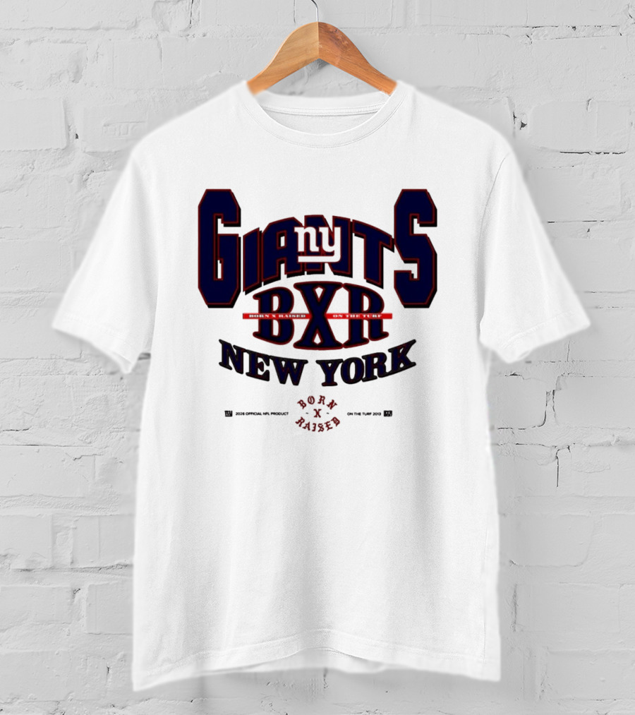New York Giants BXR Born X Raised On The Turf Football T-Shirt