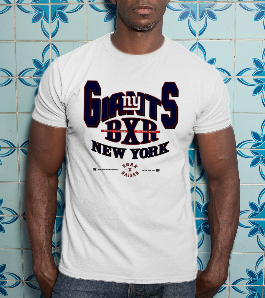 New York Giants BXR Born X Raised On The Turf Football T-Shirt