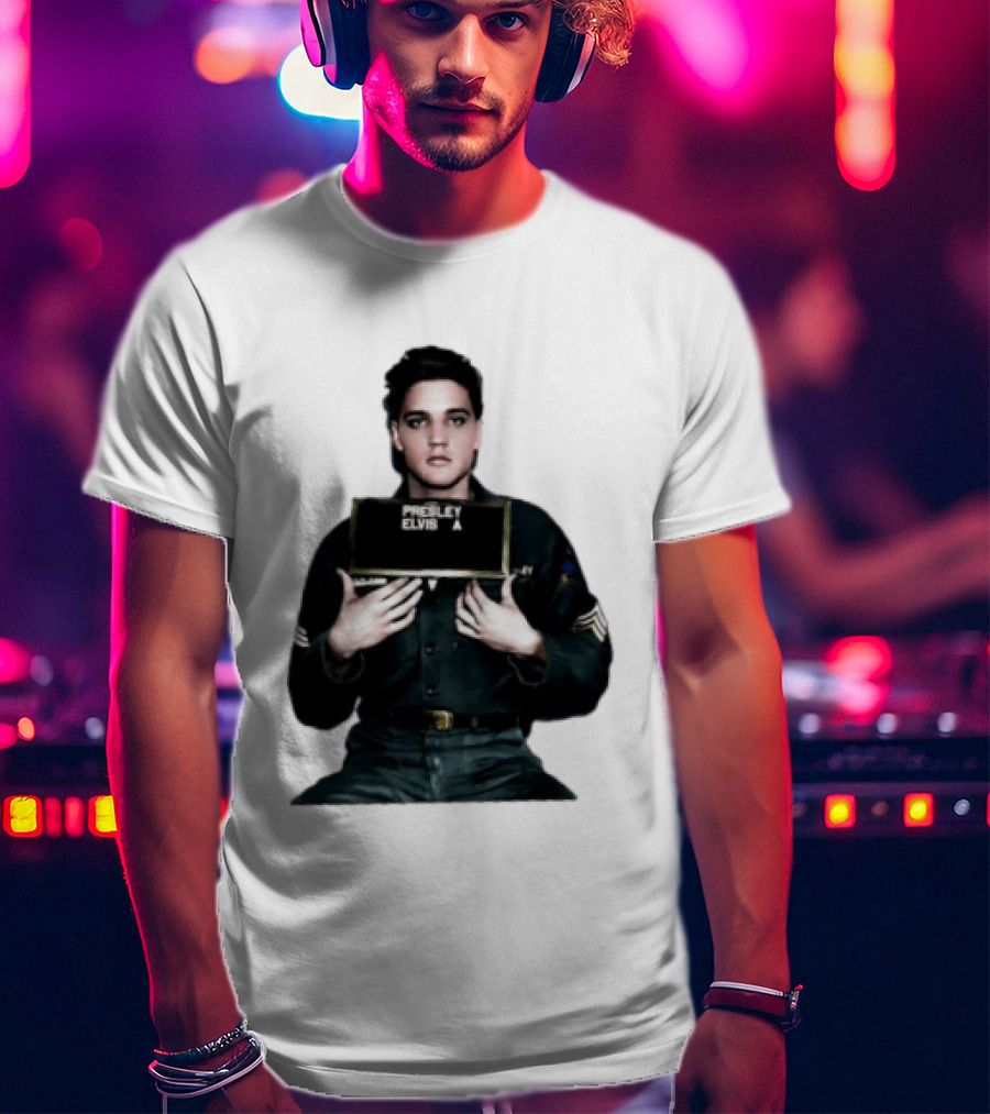 Elvis Presley Army Shot King Of Rock And Roll Iconic Military T-Shirt