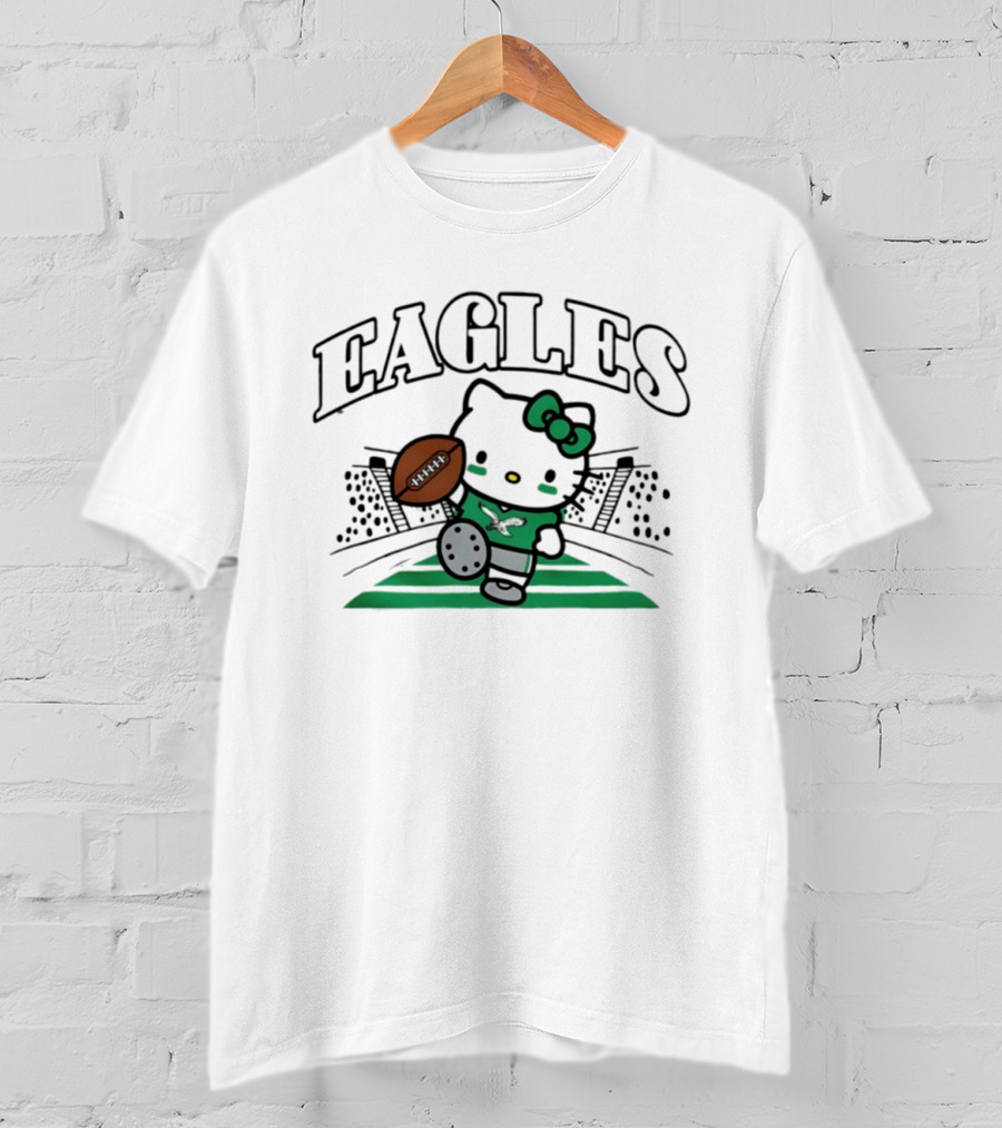 Hello Kitty Philadelphia Eagles Touchdown Stadium Football T-Shirt