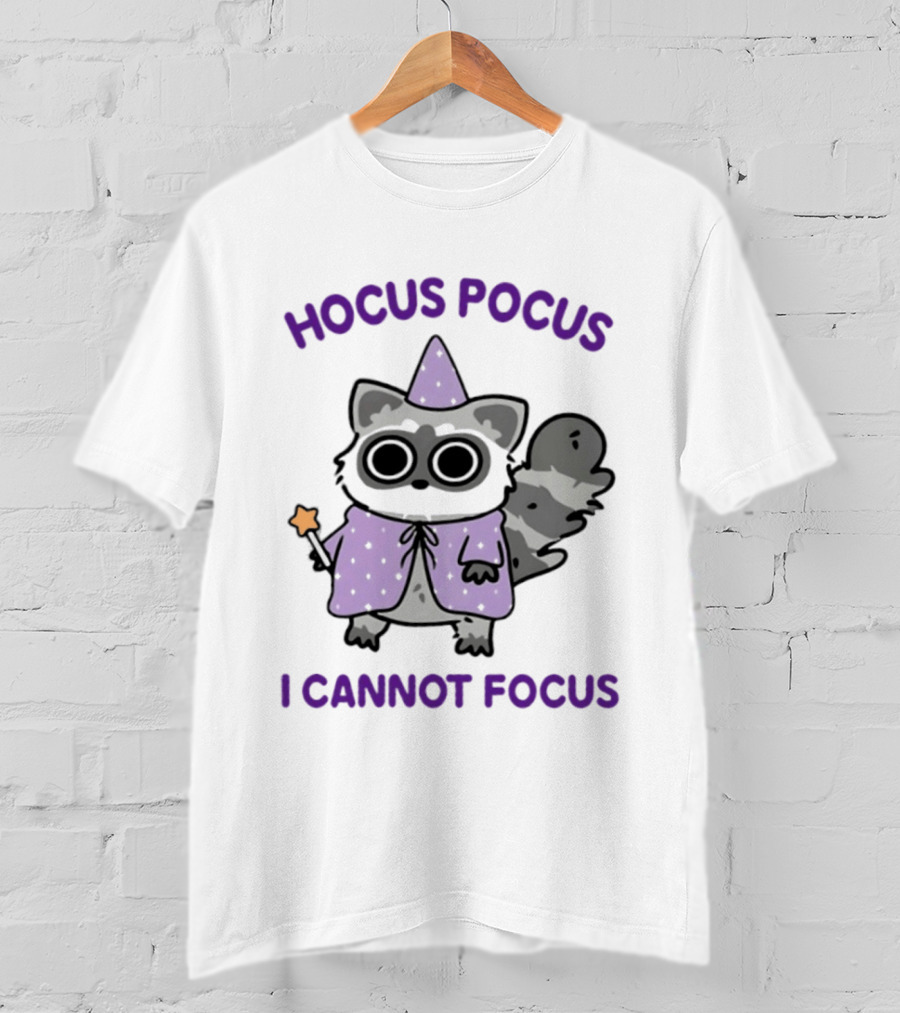 Hocus Pocus I Cannot Focus Raccoon Wizard Magic Costume T-Shirt