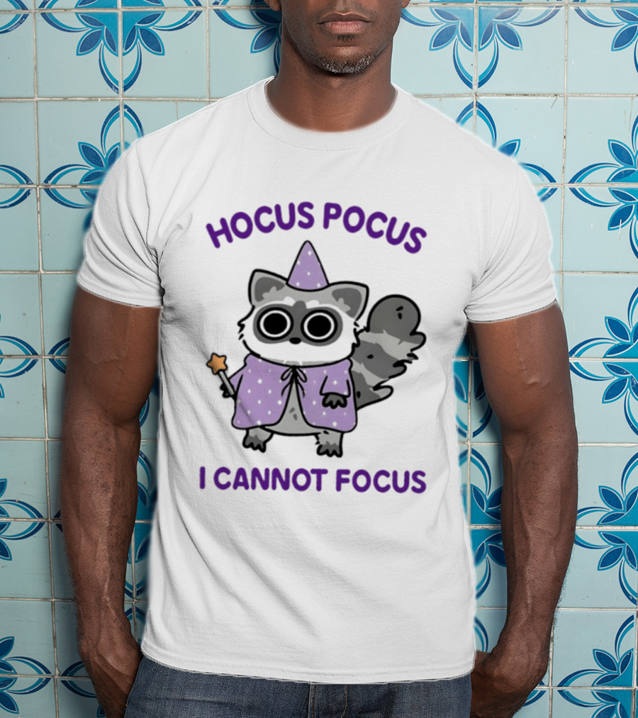 Hocus Pocus I Cannot Focus Raccoon Wizard Magic Costume T-Shirt