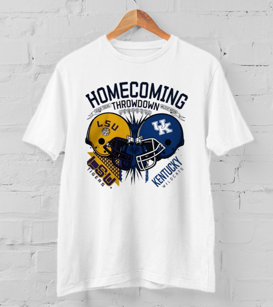 LSU Tigers Vs Kentucky Wildcats Football Homecoming Throwdown October 10 2026 Helmet Clash T-Shirt