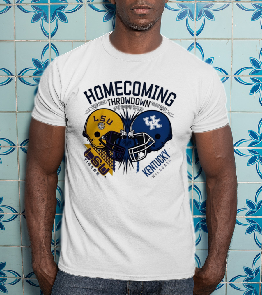 LSU Tigers Vs Kentucky Wildcats Football Homecoming Throwdown October 10 2026 Helmet Clash T-Shirt