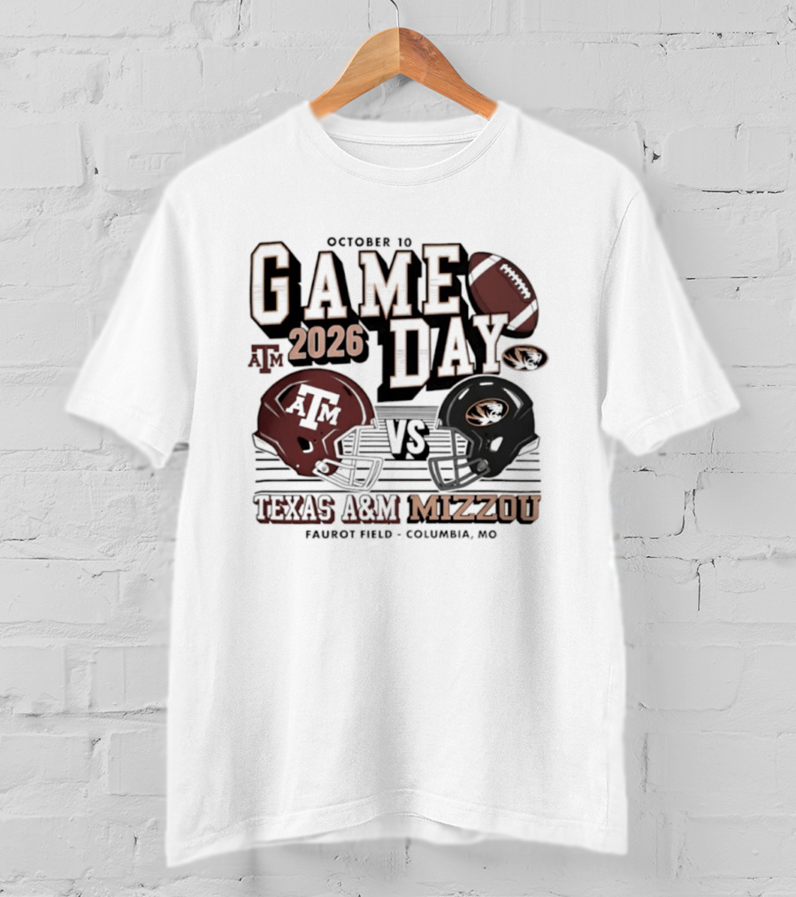 October 10 2026 Gameday Texas A&M Vs Mizzou Football Helmets Columbia MO T-Shirt