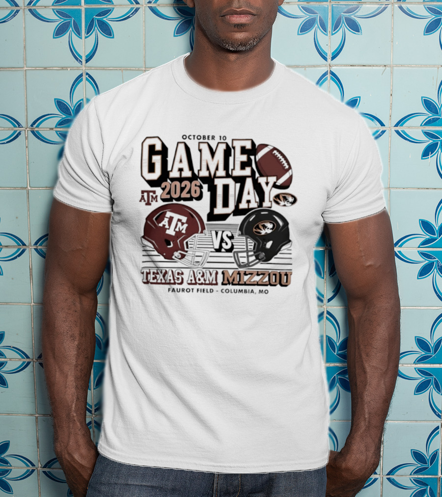 October 10 2026 Gameday Texas A&M Vs Mizzou Football Helmets Columbia MO T-Shirt