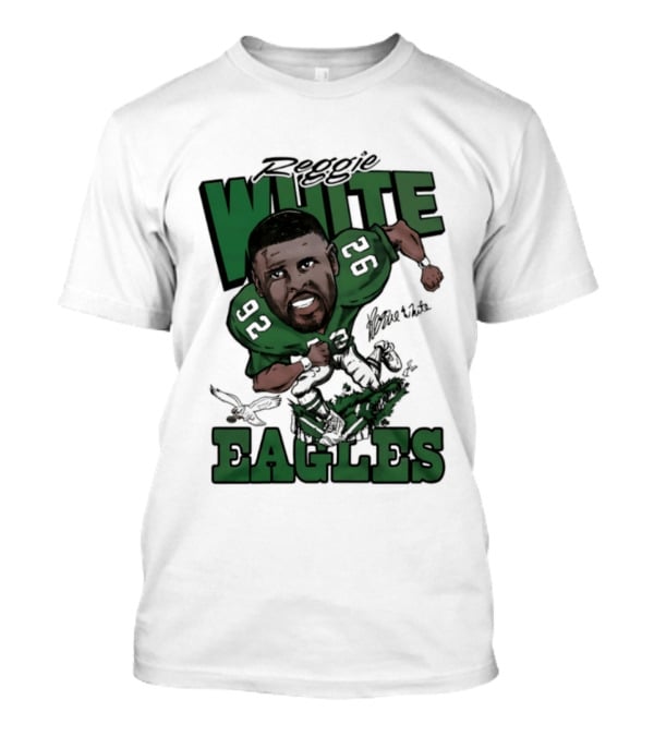 Philadelphia Eagles Reggie White 92 Player Caricature T-Shirt