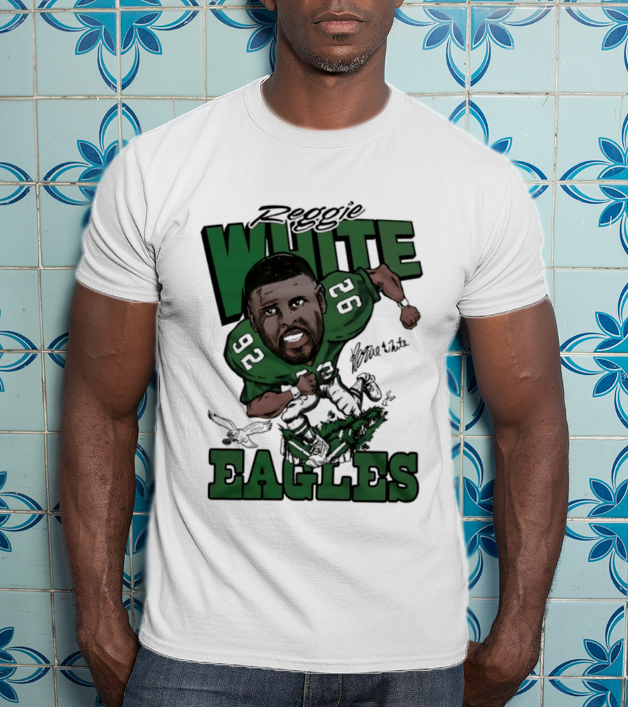 Philadelphia Eagles Reggie White 92 Player Caricature T-Shirt