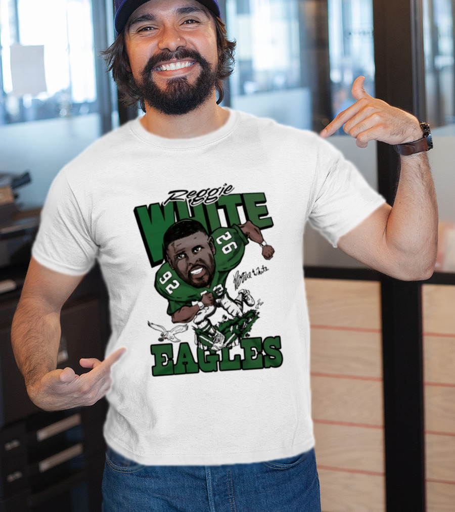 Philadelphia Eagles Reggie White 92 Player Caricature T-Shirt