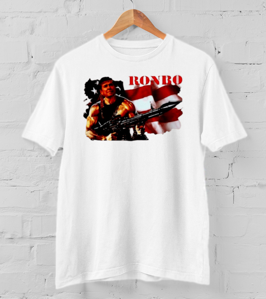 Ronbo Ronald Reagan Rambo With American Flag 80s President T-Shirt