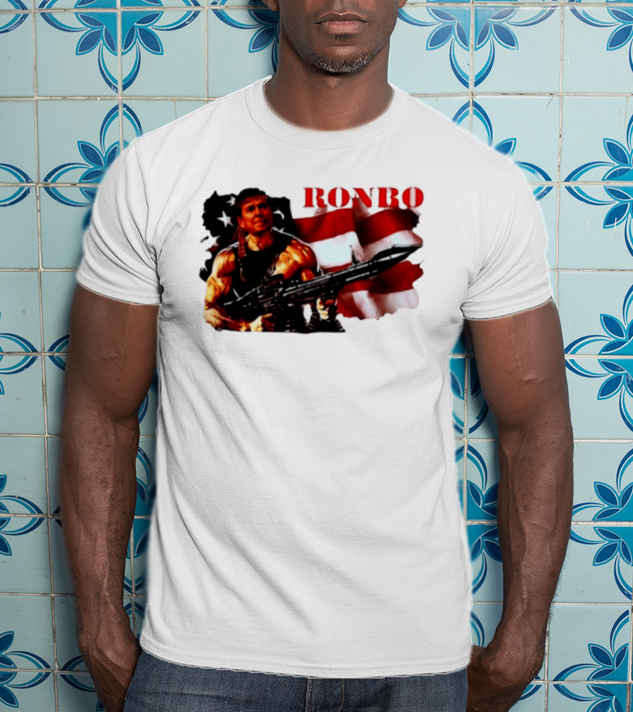 Ronbo Ronald Reagan Rambo With American Flag 80s President T-Shirt