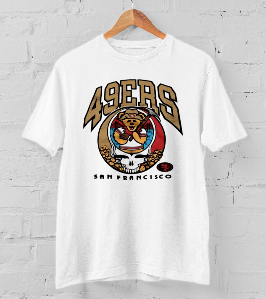 San Francisco 49ers Grateful Dead Steal Your Face Bear Design Collaboration T-Shirt