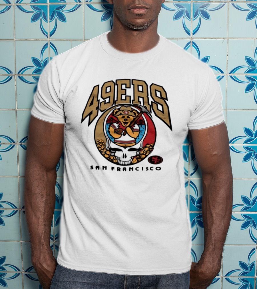 San Francisco 49ers Grateful Dead Steal Your Face Bear Design Collaboration T-Shirt