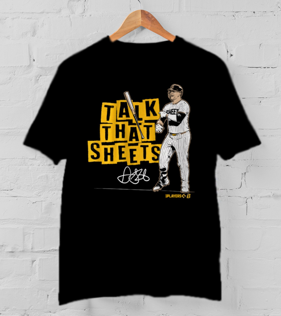 Gavin Sheets Talk That Sheets Baseball Player Yellow Block Lettering T-Shirt