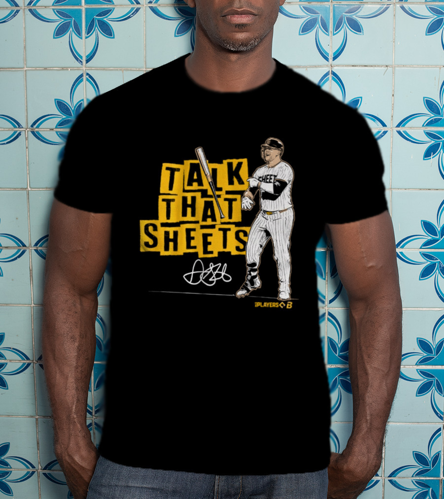 Gavin Sheets Talk That Sheets Baseball Player Yellow Block Lettering T-Shirt