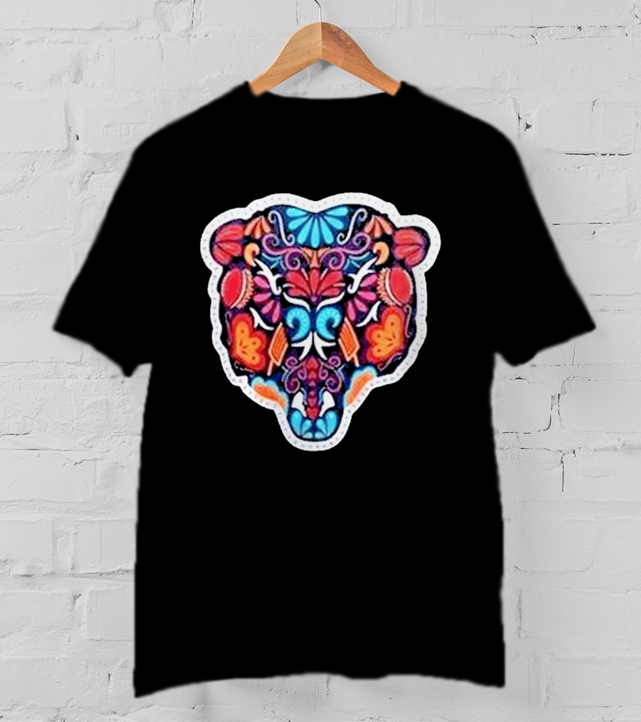 Chicago Bears 2026 Latino Heritage Month Los Bears Vibrant Floral Bear Head T-Shirt