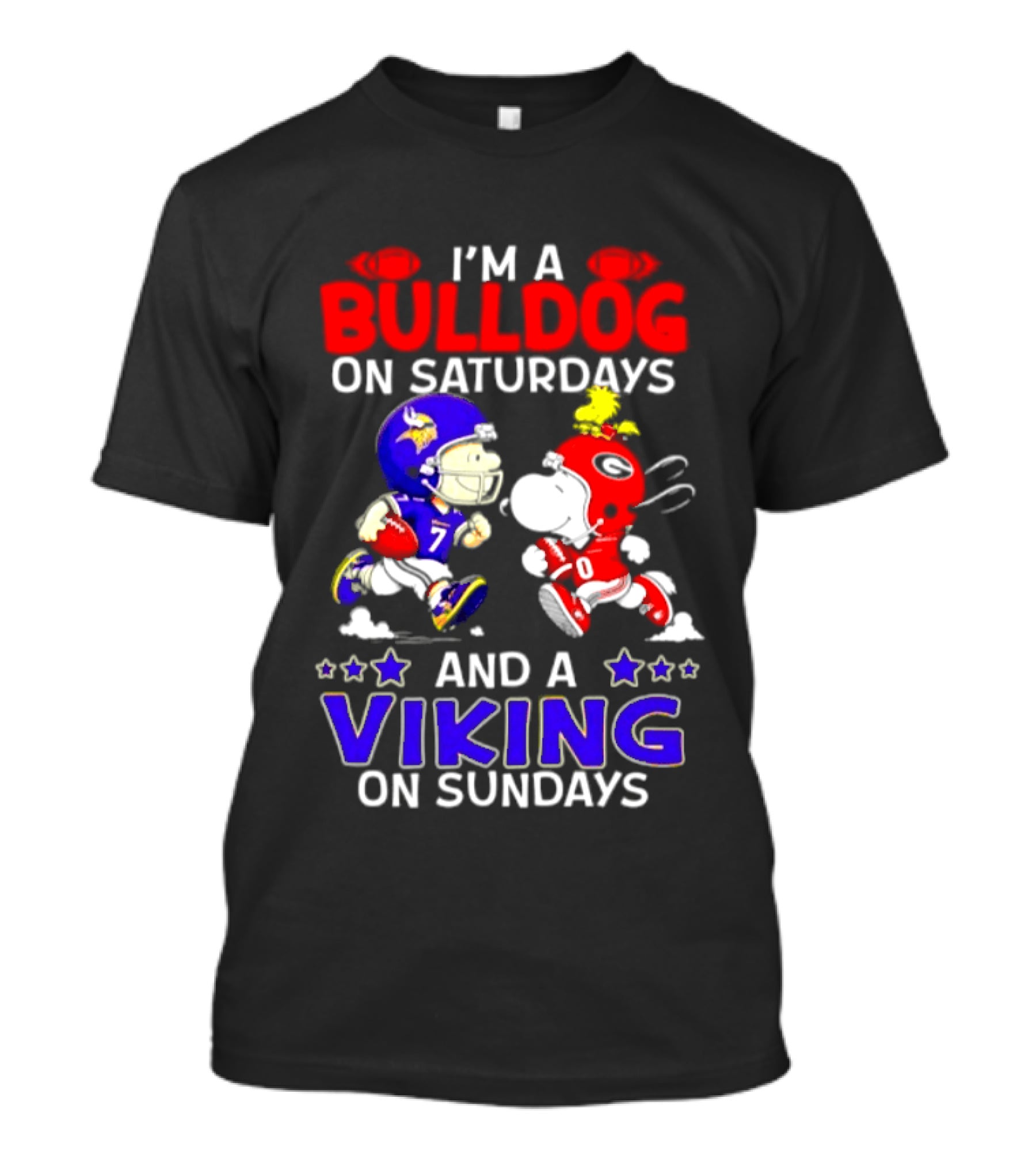 I'm A Bulldog On Saturdays And A Viking On Sundays Football Peanuts T-Shirt