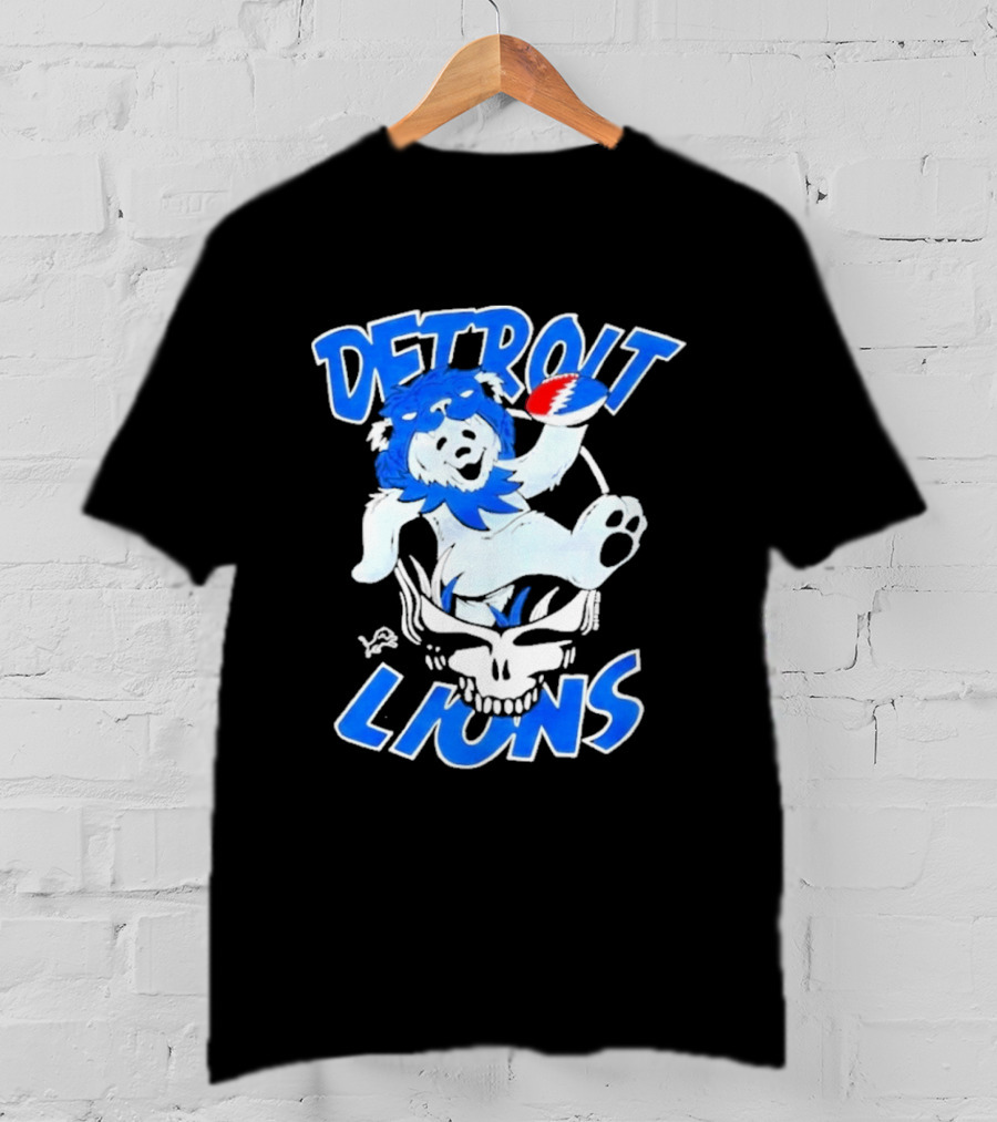 Detroit Lions Grateful Dead Bear With Skull T-Shirt