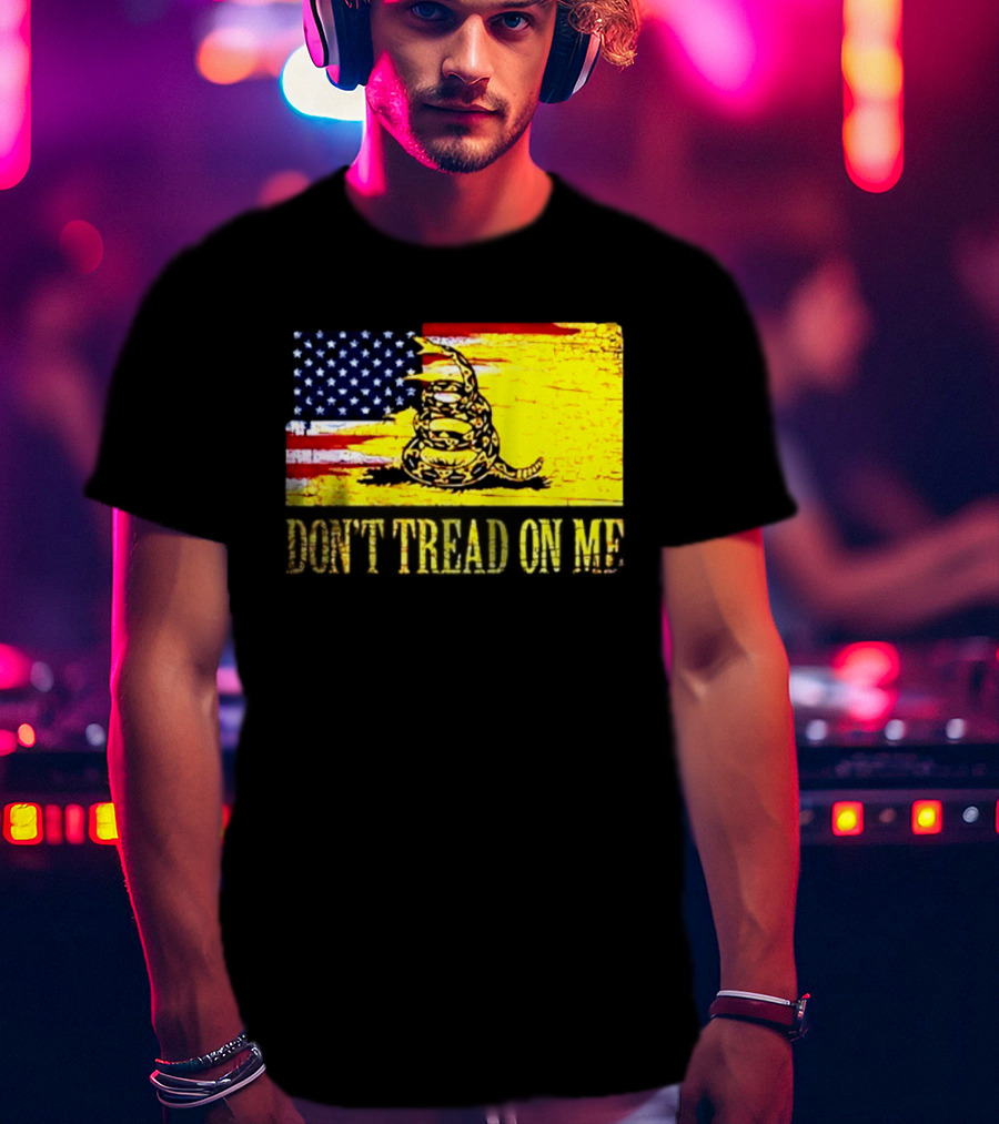 American Flag And Gadsden Snake Don't Tread On Me T-Shirt