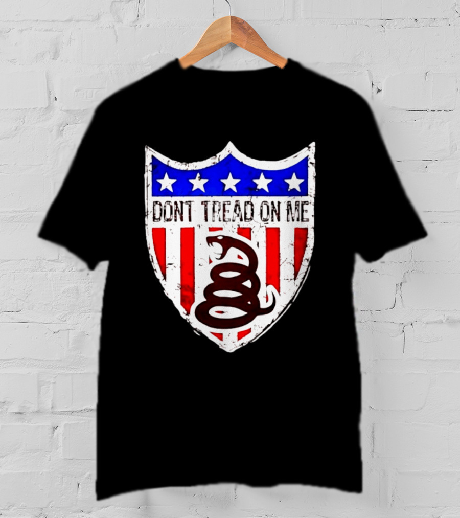 Dont Tread On Me American Flag Shield Gadsden Snake T-Shirt