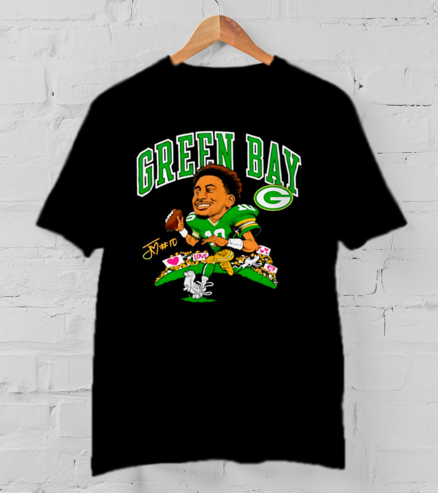 Jordan Love Green Bay Packers Caricature Playing Cards 2026 T-Shirt