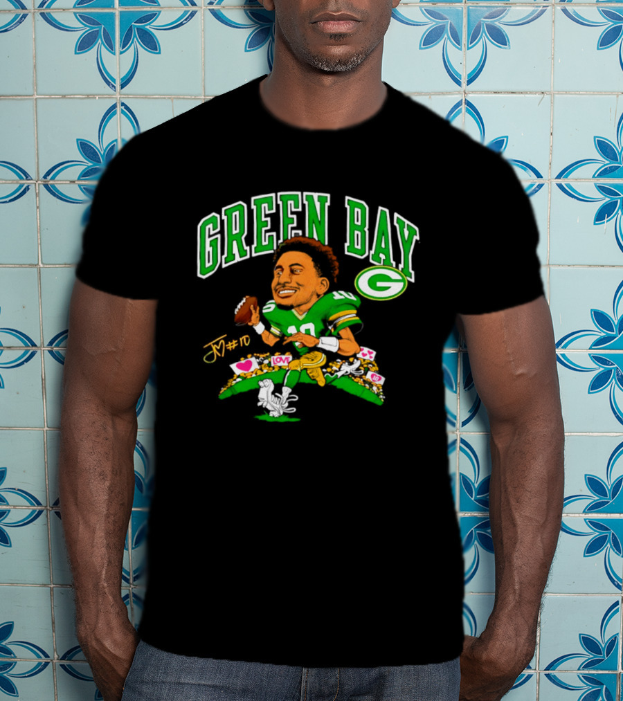 Jordan Love Green Bay Packers Caricature Playing Cards 2026 T-Shirt