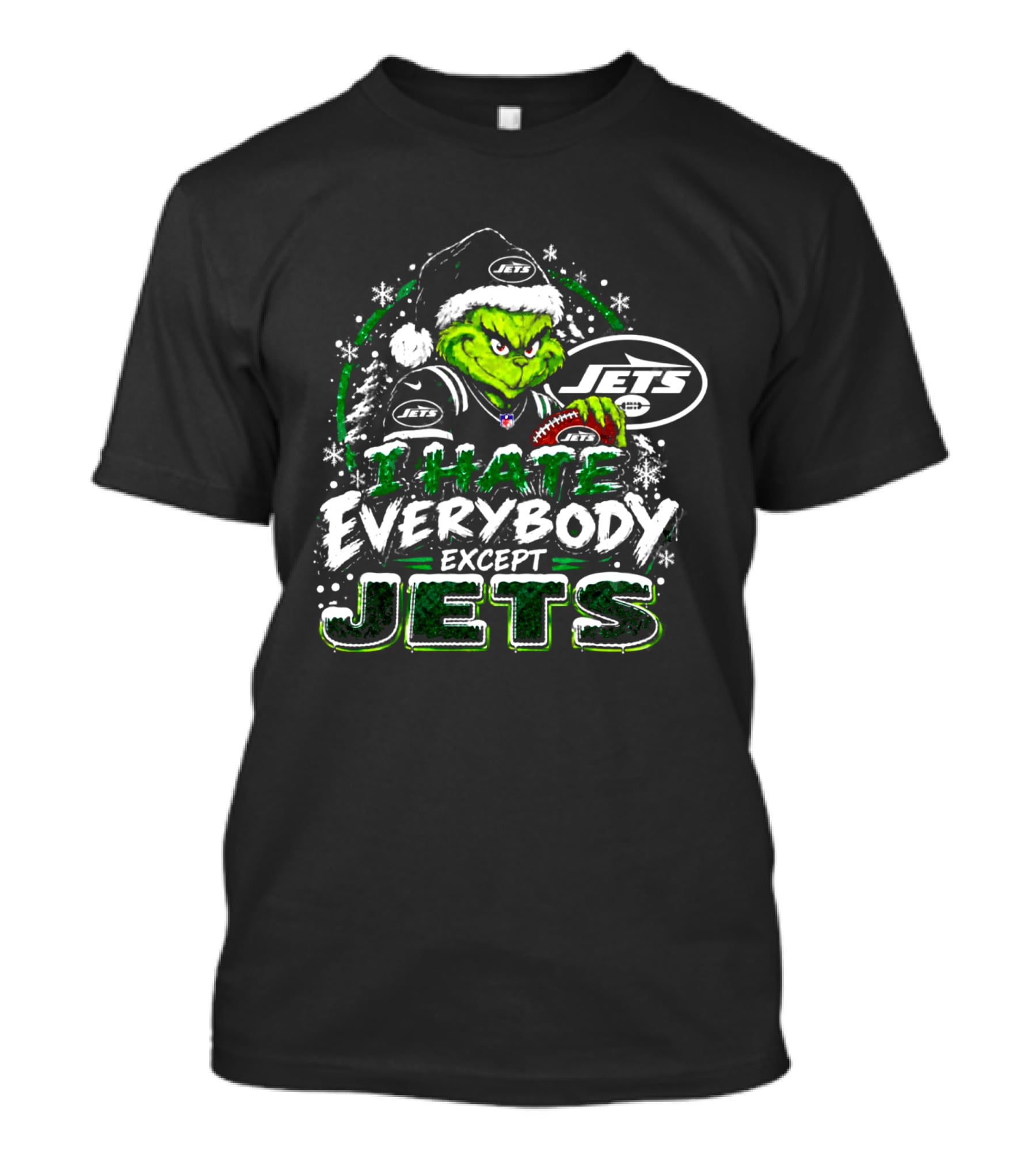 New York Jets Grinch I Hate Everybody Except Jets Fans Christmas Holiday T-Shirt