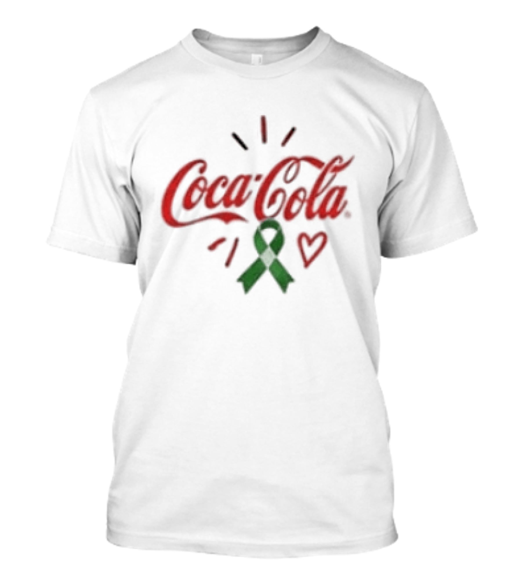 Coca Cola Green Ribbon Heart Mental Health Awareness T-Shirt