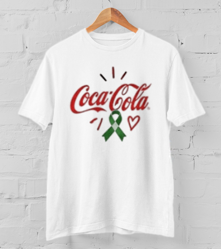 Coca Cola Green Ribbon Heart Mental Health Awareness T-Shirt