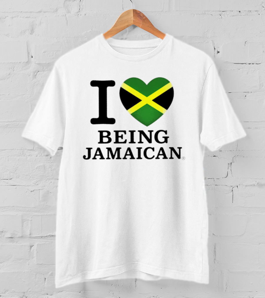I Love Being Jamaican Flag Heart T-Shirt