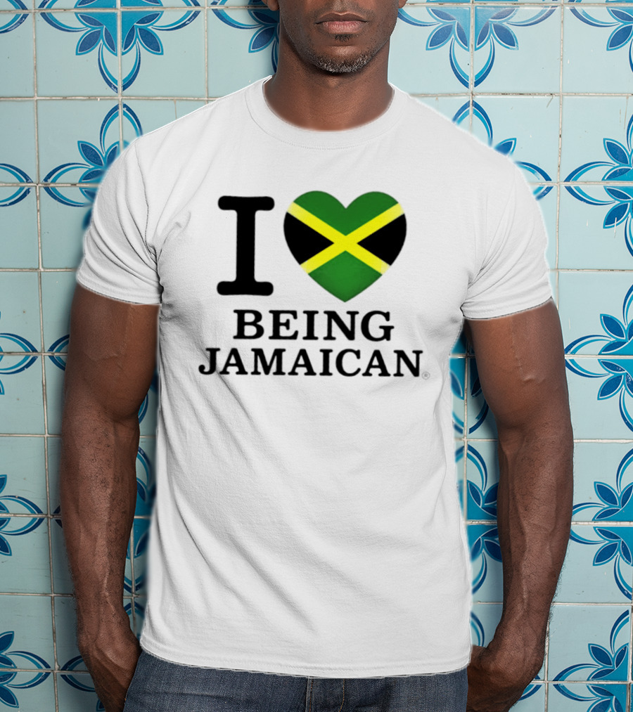 I Love Being Jamaican Flag Heart T-Shirt
