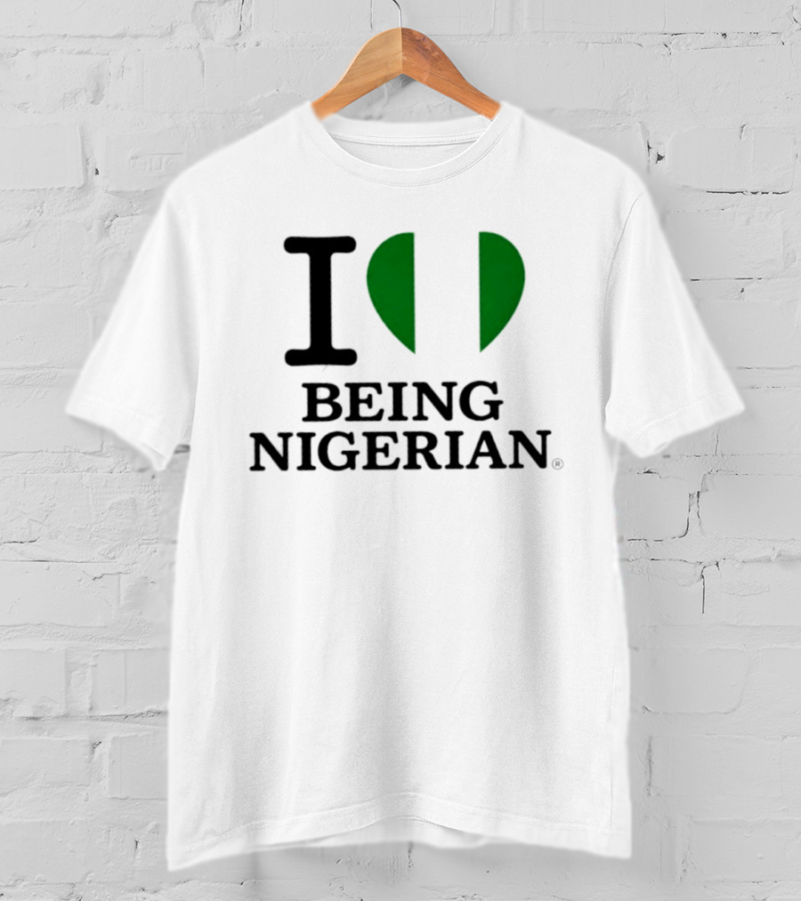 Love Being Nigerian Flag Heart T-Shirt