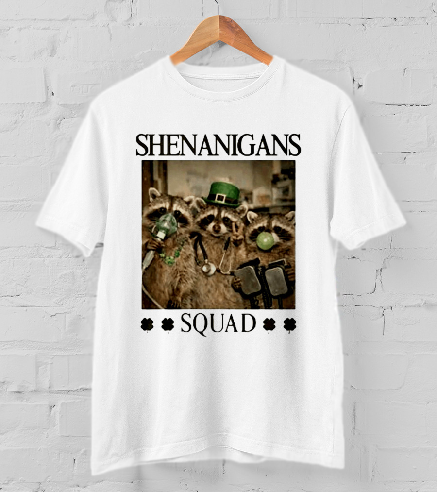 Shenanigans Squad Raccoons Funny Saint Patricks Day T-Shirt