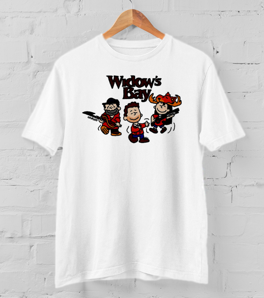 Widow's Bay Cartoon Characters With Bold Outfits And Musical Instruments T-Shirt