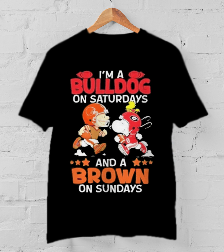I'm A Bulldog On Saturdays And A Brown On Sundays Football Peanuts Snoopy Woodstock T-Shirt