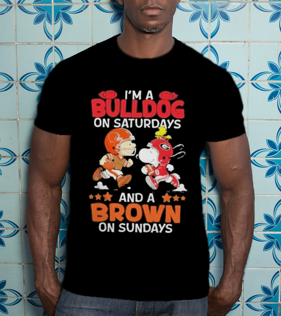 I'm A Bulldog On Saturdays And A Brown On Sundays Football Peanuts Snoopy Woodstock T-Shirt