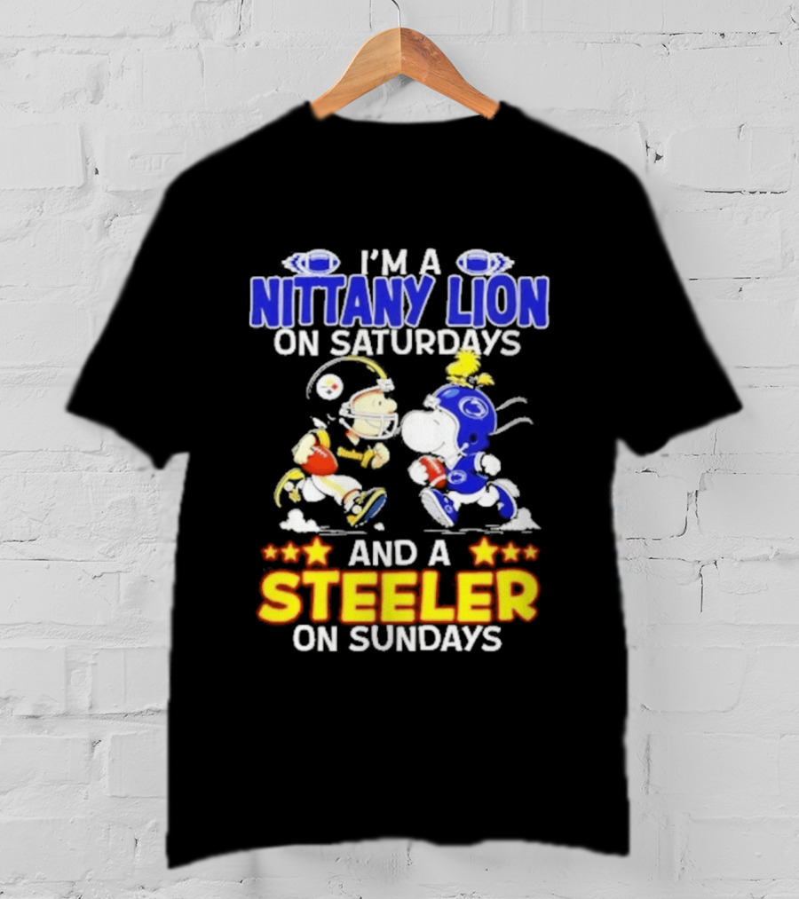 I'm A Nittany Lion On Saturdays And A Steeler On Sundays Football Peanuts Charlie Brown And Snoopy T-Shirt