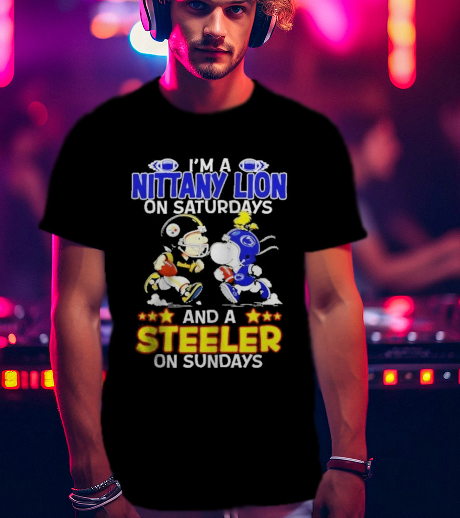 I'm A Nittany Lion On Saturdays And A Steeler On Sundays Football Peanuts Charlie Brown And Snoopy T-Shirt