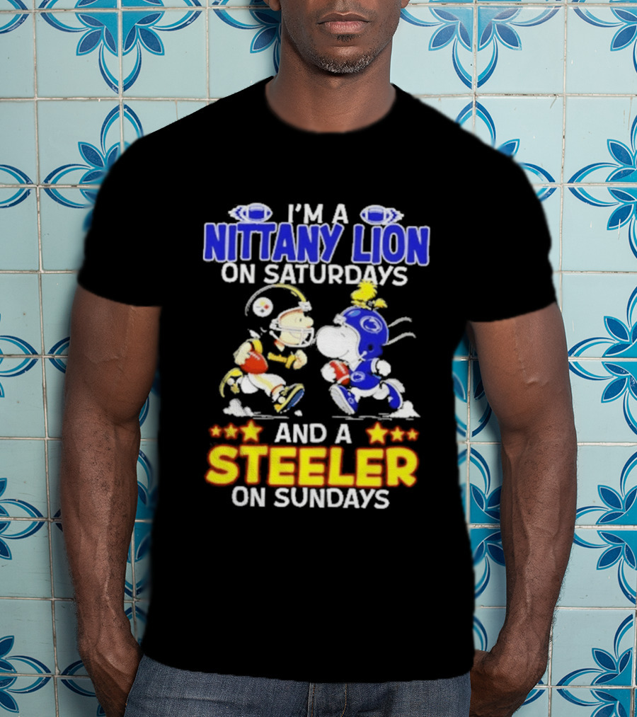I'm A Nittany Lion On Saturdays And A Steeler On Sundays Football Peanuts Charlie Brown And Snoopy T-Shirt
