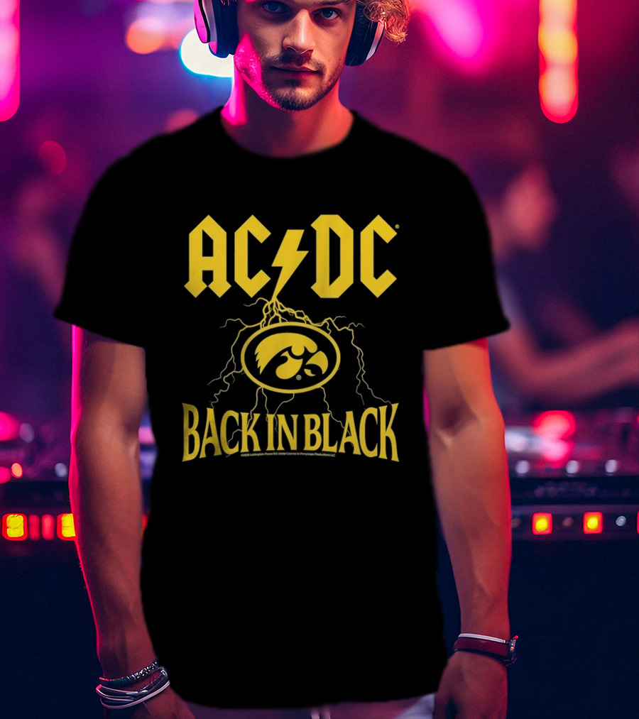 Iowa Hawkeyes AC/DC Back In Black PWRUP Tour MetLife Stadium East Rutherford NJ October 2 2026 T-Shirt