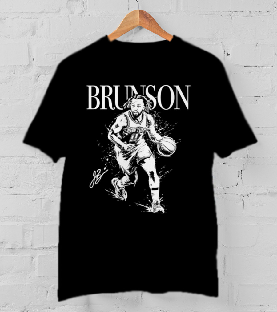 Jalen Brunson Knicks Basketball Player Action Mono T-Shirt