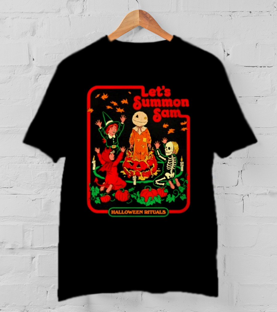 Let's Summon Sam Halloween Rituals Trick R Treat Pumpkin Skeleton Witch Magic T-Shirt