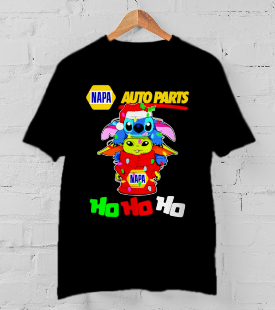 NAPA Auto Parts Baby Yoda Stitch Christmas 2026 Ho Ho Ho T-Shirt