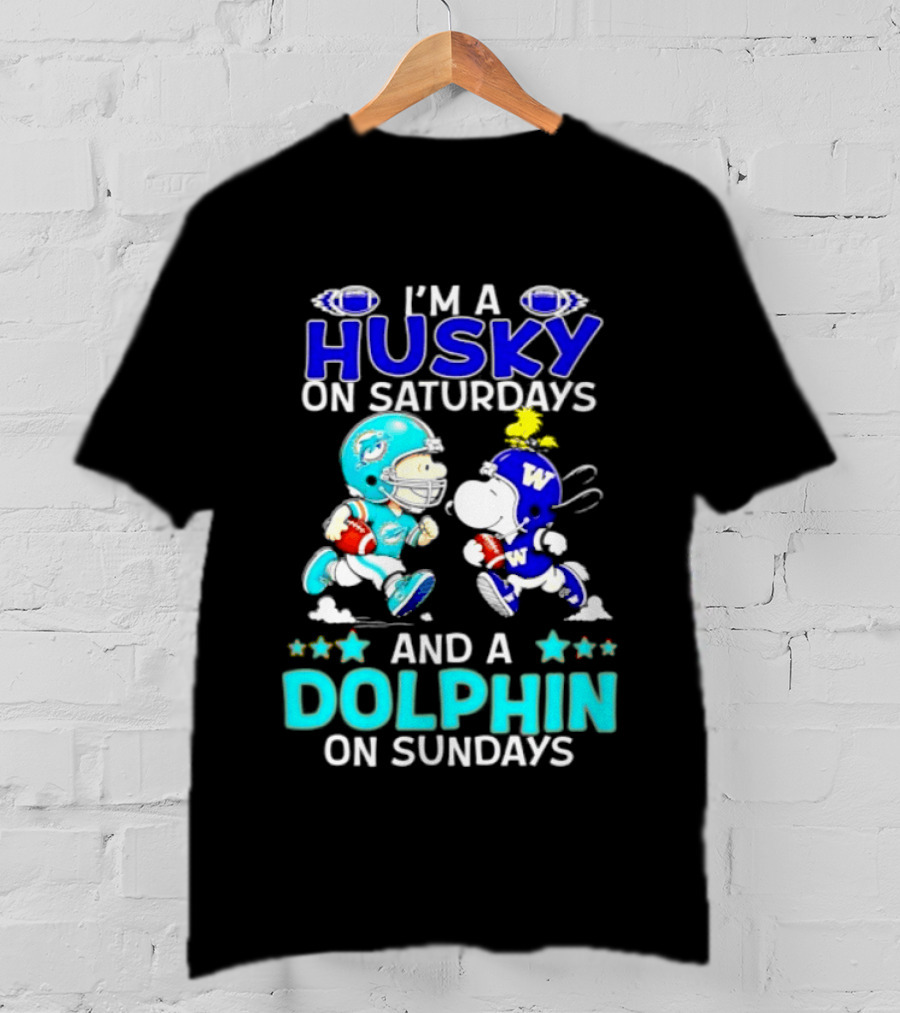 I'm A Husky On Saturdays And A Dolphin On Sundays Peanuts Characters Football T-Shirt
