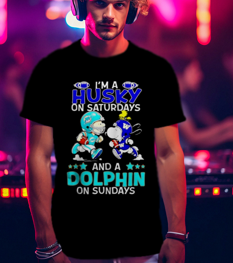 I'm A Husky On Saturdays And A Dolphin On Sundays Peanuts Characters Football T-Shirt