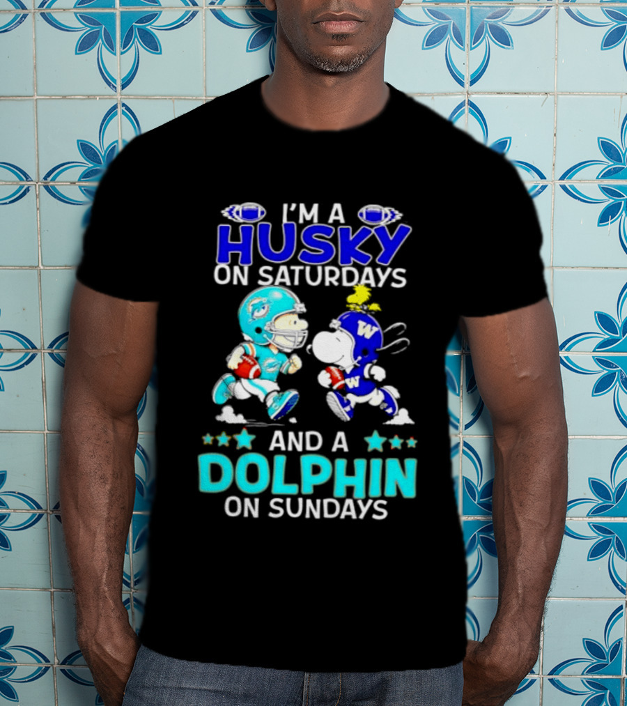 I'm A Husky On Saturdays And A Dolphin On Sundays Peanuts Characters Football T-Shirt
