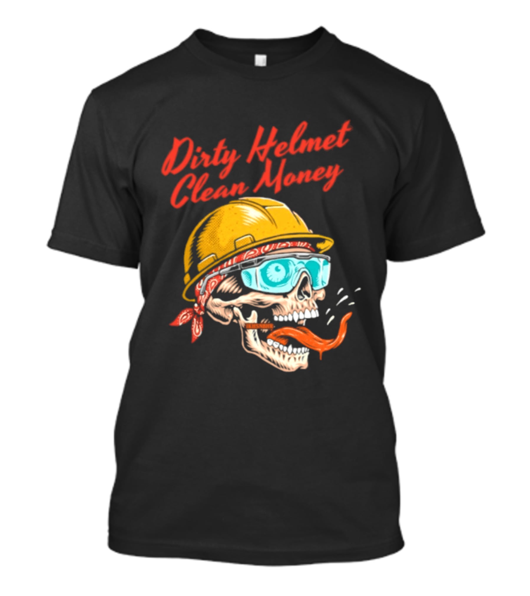 Dirty Helmet Clean Money Skull With Bandana And Goggles T-Shirt